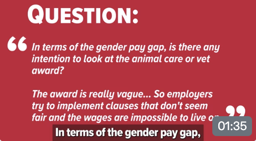 Q5. Gender pay gap in Animal Care award